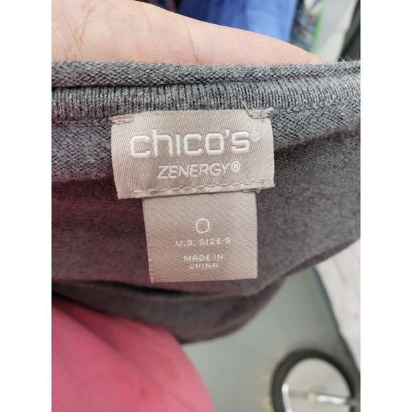 Chico's Gray Metallic Striped Size Small Pullover‎ Sweater - Picture 3 of 9